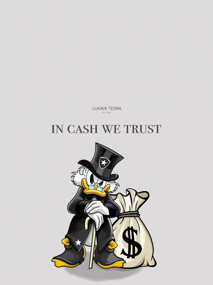 لوحة In Cash We Trust على خلفية رمادية