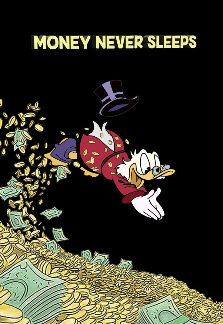 لوحة Money Never Sleeps على خلفية سوداء
